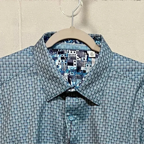 Robert Graham Men's Button up Dress Shirt 2XL Teal Classic Business Cocktail NWT - Picture 1 of 12